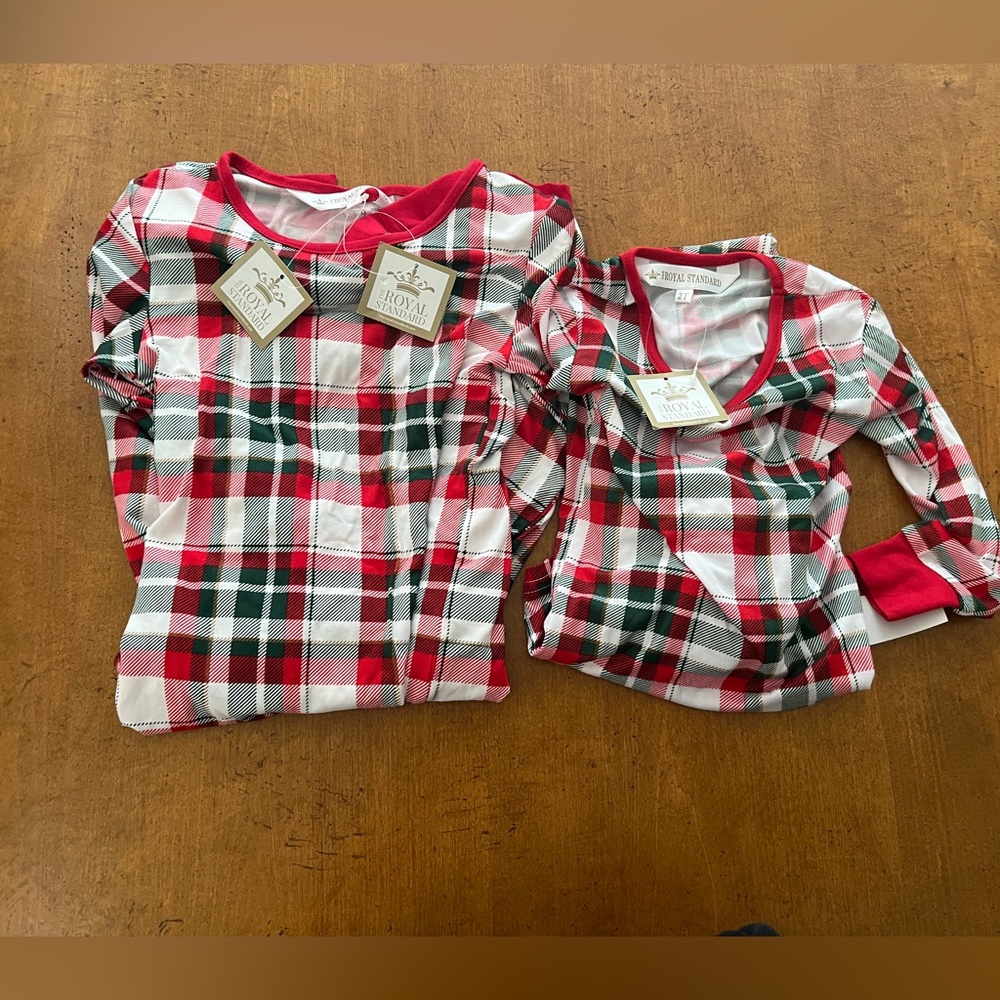 New 2 piece royal standard cotton plaid pajamas set 6T 2T holiday Christmas